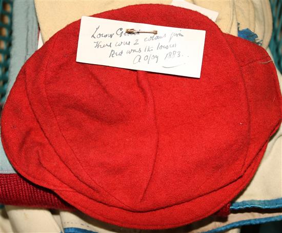 A late 19th/early 20th century Uppingham and Leeds High School sporting caps,